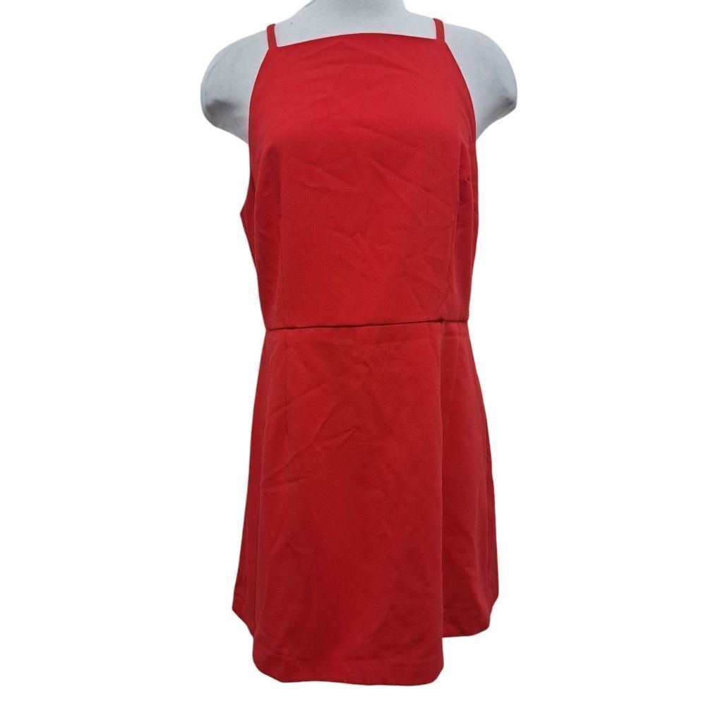 French Connection Whisper Square Neck Mini Dress Size 12 Royal Scarlet Nwt